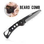 Peigne a barbe en acier inoxydable, pince de poche pour hommes, moustache, style, brosse pliable, camping ...
