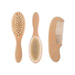 Peigne a cheveux pour b�b�, ensemble de 3 pi�ces, brosse a cheveux en laine de h�tre, masseur de t�te ...