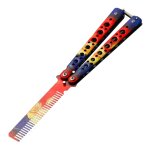 Peigne papillon couteau a barbe, brosses a moustache, outil de coiffure, peigne pliable en acier inoxydable, ...