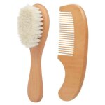 Peigne de scurit en bois pour bb, brosse a cheveux en laine, kit de massage pour enfants, matriel ...