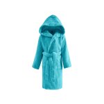 Peignoir enfant a capuche 450 g / m bleu turquoise 02 ans