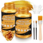 Peinture acrylique métallisée dorée - 300 ml - peinture dorée a base d'eau - feuilles d'or - pour bricolage ... Peinture acrylique métallisée dorée - 300 ml - peinture dorée a base d'eau - feuilles d'or - pour bricolage ...