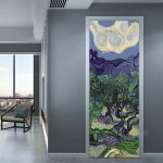 Peinture a l'huile d'art de conception a la maison, autocollant de porte 3d, papier peint auto - adhsif ...