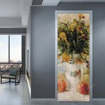 Peinture a l'huile d'art de conception a la maison, autocollant de porte 3d, papier peint auto - adhsif ...