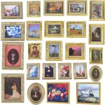 Peinture murale vintage a l'�chelle 1:12, photo pour maison de poup�e miniature