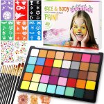 Peinture visage enfant, peinture corporelle, 40 couleurs palette maquillage enfant, 41 pochoirs, 11 pinceaux, ... Peinture visage enfant, peinture corporelle, 40 couleurs palette maquillage enfant, 41 pochoirs, 11 pinceaux, ...