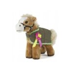 Peluche cheval avec couverture verte 23 cm