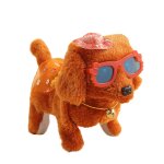 Peluche pour chien teddy, jouet de danse electrique, jupe de port avec lunettes, chapeau, animaux en ...