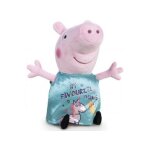 Peluche cousine de peppa pig : chloe robe turquoise licorne 32 cm - peluche licence - cochon - doudou ...