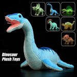 Peluche douce super mignonne de dinosaure bleu, modle de poupe de triceratops de la vie relle, ...