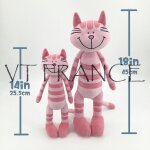 Peluche super douce mixte animaux, modele: chat rose 35cm