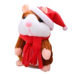 Peluche electronique hamster parlant mignon, jouet educatif, avec chapeau de nol, enregistrement sonore, ...