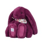 Peluche lapin fleurette prune 25 cm