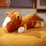 Peluche licorne cheval couchée, oreiller poupée poney couché marron - 70 cm (0, 8 kg) Peluche licorne cheval couchée, oreiller poupée poney couché marron - 70 cm (0, 8 kg)