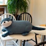 Peluche loutre en tissu, oreiller, dcoration animale, cadeau d'anniversaire pour enfants loutre bleue ...