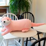 Peluche loutre en tissu, oreiller, dcoration animale, cadeau d'anniversaire pour enfants loutre rose ...