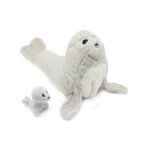 Peluche otarie maman et son bb gris