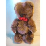 Peluche ours caramel articul� en fourrure v�ritable vintage 21 cm