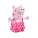Peluche peppa pig salopette rose a pois 31 cm - peluche licence - cochon - doudou enfant