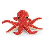 Peluche pieuvre orange rouge 25 cm - poulpe - peluche licence wild animaux marins - doudou enfant