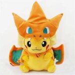 Peluche pikachu avec chapeau charizard - getek - 25cm - jaune - b�b�