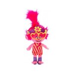 Peluche trolls world tour poppy robe jaune et mauve 28 cm - dessin anime - doudou licence - enfant