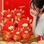 Peluche du zodiaque chinois 2021, jouet en forme de vache a lait rouge, pendentif pour nouvel an