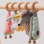 Pendentif de dentition pour bb, 1 pice, animaux en peluche, souris crocodile, jouets doux, anneau ...