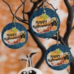 Pendentif d'halloween en bois, d�coration d'atmosph�re de citrouille, amusant, maison et f�te, jouet ...