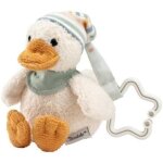 Pendentif jouet canard edda lou avec bonnet, doudou avec suspension en etoile pour une fixation facile ...