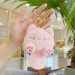 Pendentif mignon de chat en peluche bibi avec bouton d'toile pour sac a dos etudiant couleur rose et ...