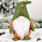 Pendentif de no�l sans visage, poup�e en peluche gnome vert, ornement d'arbre de no�l, d�coration de ...