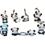 Pendentif panda en pvc robuste, 8 pices, durable, sac cadeau de nouvel an, panda