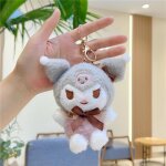 Pendentif en peluche sanrio newbie doll kuroomi avec porte - cl�s en forme de chien jiu gui doux et moelleux ...