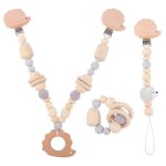 Pendentif de poussette pour bb, hochet sucette chane clip perles en bois bracelet clochette de lit ...
