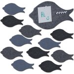 Pense - btes, 12 mmos muraux au design poisson, feutre, hxlxp: 16x30x0, 9 cm, punaises, multicolore ...