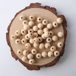 Perles en bois naturel organique non fini, 200 pi�ces de 12mm, non peintes, d�cor de jardin mural, pendentif, ...