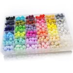 Perles en silicone de qualit� alimentaire pour b�b�, 50 pi�ces, 12mm, anneau de dentition, collier pour ...