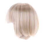 Perruque blanche courte avec frange mignonne, postiche pour 1 / 4 poup�es, accessoire de bricolage