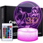 Personnage de dessin anim� anime sailor moon 3d illusion led veilleuse t�l�commande / tactile double ...