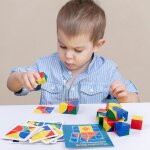 Petits blocs de construction en bois pour enfants, cube multicolore pour la pensée spatiale, jouet educatif, ... Petits blocs de construction en bois pour enfants, cube multicolore pour la pensée spatiale, jouet educatif, ...