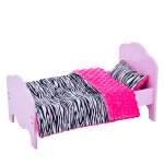 Petite princesse - lit simple de poupe de 45 cm rose et linge zbre td - 11929 - 1e