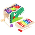Piano a frappe en forme de dinosaure, 8 tons, avec maillets, jouet en bois, instrument de musique montessori, ...