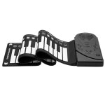 Piano a roulettes portable en silicone souple a 49 touches, clavier electronique pliable