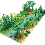 Pices d'animaux de la fort tropicale, blocs de construction d'arbre, buisson, fleur, plantes de la ...