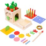 Pices de monnaie en bois montessori et bote a lancer, rcolte de lgumes a la ferme pour enfants, jouet ...