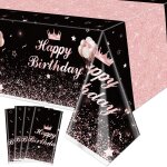 Pièces nappes de fête noires et or rose - décorations d'anniversaire couvertures de table rectangulaires ... Pièces nappes de fête noires et or rose - décorations d'anniversaire couvertures de table rectangulaires ...