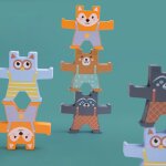 Pierres empilees d'equilibrage en bois arc - en - ciel singe / ours / panda hercule marionnette bloc ...