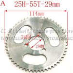 Pignon de chane arrire, 29mm, 55 dents, 25h, pour moteur 2 temps, 47cc, 49cc, mini vlo de poche chinois, ...