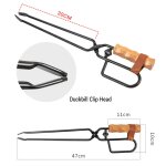 Pince  charbon de bois pour barbecue, manche en bois, pince  feu portable, pince  bec de canard, pince ...